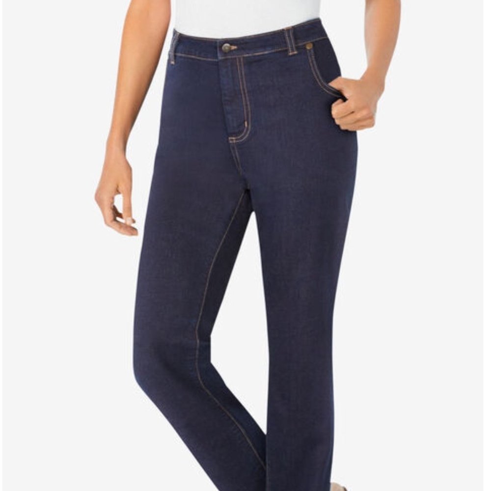 WOMAN WITHIN PETITE STRAIGHT LEG JEANS 20W